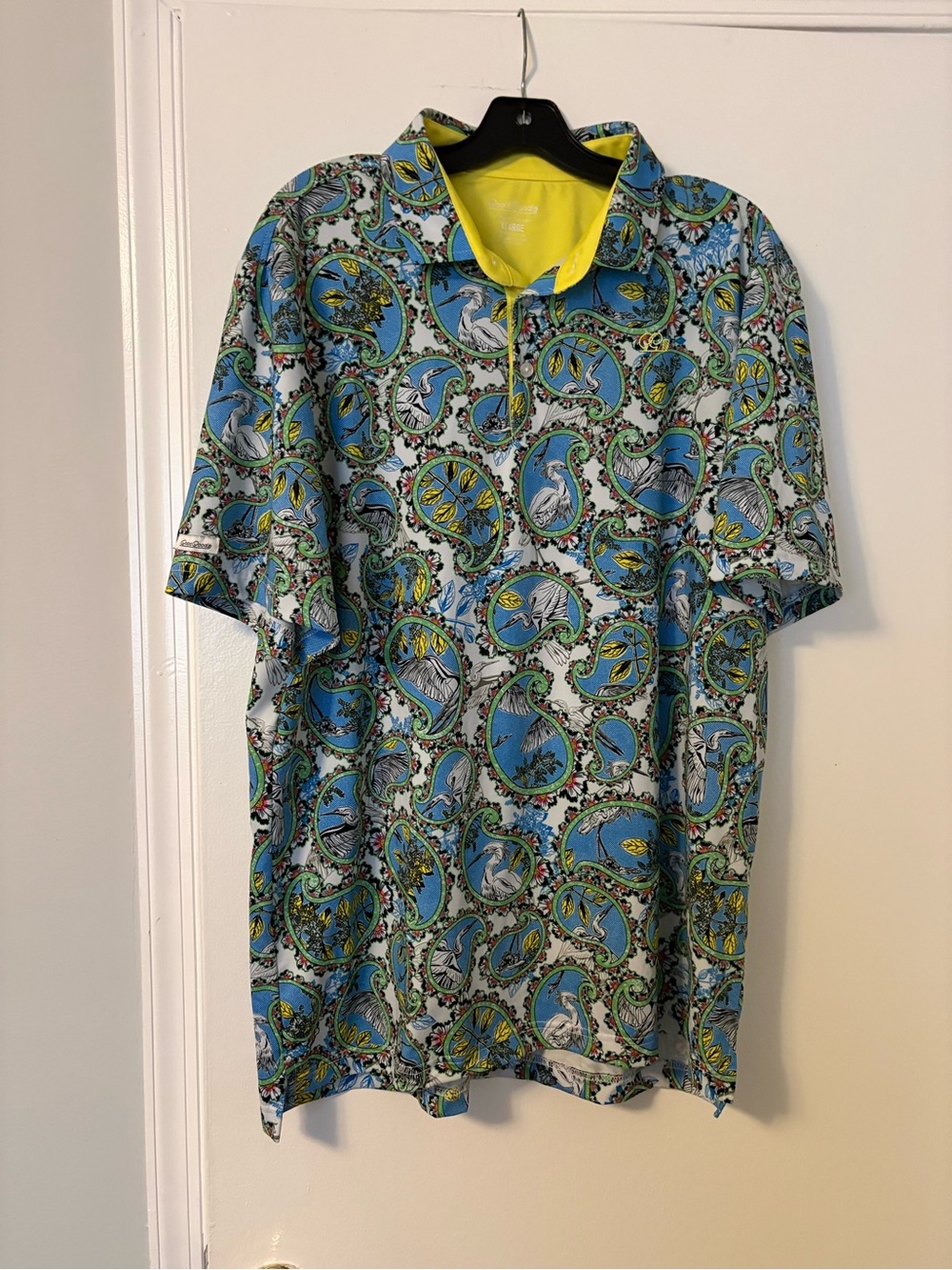 Good Good Golf Men's Short-Sleeve Printed Polo in Blue & Yellow